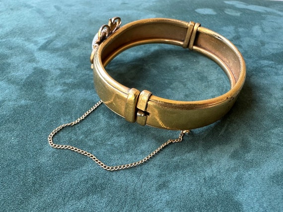 Victorian White Opal Gold Filled Bangle Bracelet … - image 6