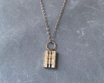 Vintage repurposed WATCH BAND pendant with S925 gold tone chain necklace