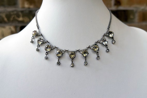 Vintage Art Deco style Clear Rhinestone Choker Bi… - image 2