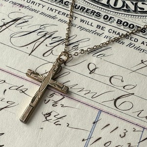 Vintage STURDY 1/20 12K gold filled cross with Gold Filled Chain Necklace