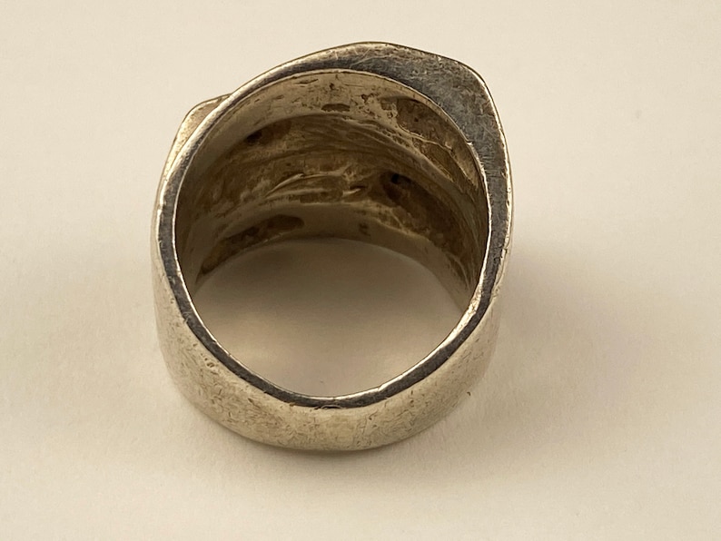 Sterling and clear stone large faceted stack ring