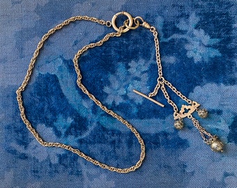 Antique WS&B Jeweled Chatelaine Necklace, T-Bar Chain FOB