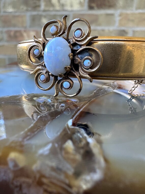 Victorian White Opal Gold Filled Bangle Bracelet … - image 9