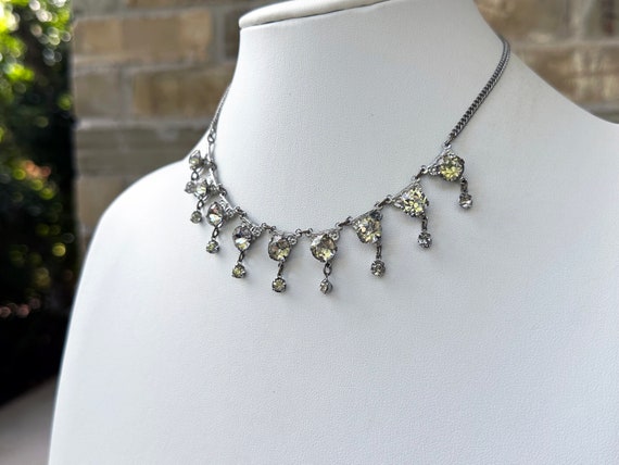 Vintage Art Deco style Clear Rhinestone Choker Bi… - image 3