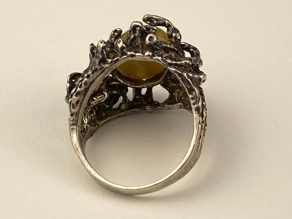 Brutalist solid sterling ring with yellow/white a… - image 5