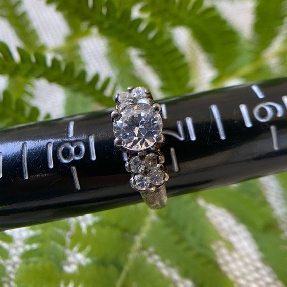 Cubic Zirconia vintage engagement sterling ring - image 1