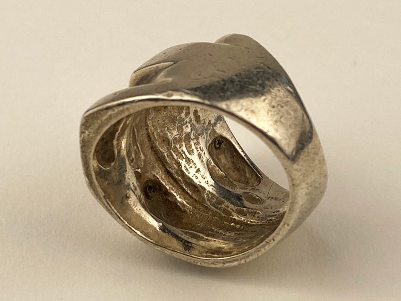 Sterling and clear stone large faceted stack ring
