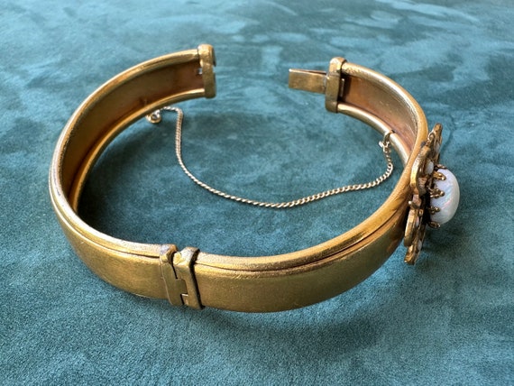 Victorian White Opal Gold Filled Bangle Bracelet … - image 7