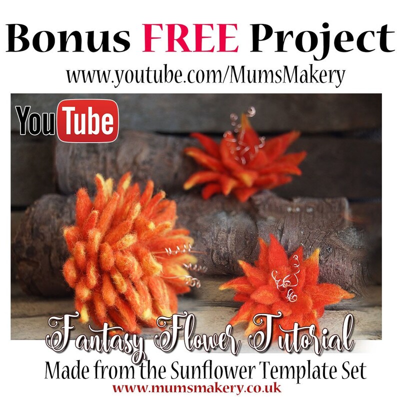 Sunflower Needle Felting Kit Templates /& Tutorial