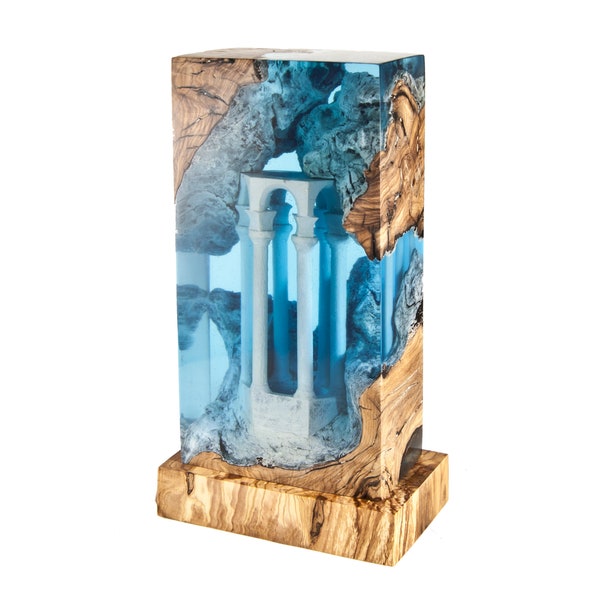 Fantastic Resin Lamp, Resin and Wood Lamp, Resin and Wood Decor, Resin And Wood Nightlight, Decorative Resin Sculpture