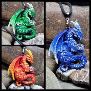 Soul Dragon Pendant with a Zirconia - Handpainted - Art.No.: K-K0103