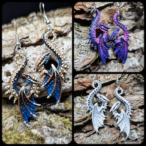 Miniature Dragon &quot;Spikeback&quot; Earrings - Exotic Hand Painted - Art.No.: O-K0101