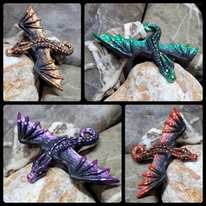 Handmade dragon hair clips - made of epoxy resin - hand-painted - fantasy - Item No.: H-K0101