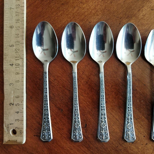 Interpur FLORENZ Stainless Flatware MCM Korea Lot 5x Teaspoon 6.1" 1 Sugar Spoon