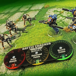 LITKO Battle Tracker | Compatible with Warhammer 40,000 9th Edition | Battle Round | Command Points | Victory Points
