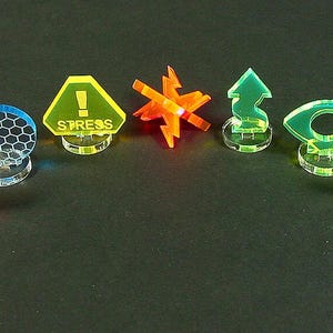 LITKO Condition Markers | Shield Barrel Roll Reinforce Energy Claoked Stress Focus Evade Damage | Compatible with Star Wars: X-Wing | 5 Pack