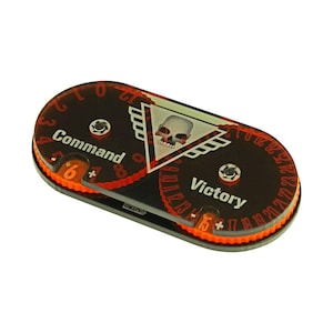 LITKO Command & Victory Point Tracker | Dual Dial | WH40K Themed | Tabletop Wargaming Score Tracker | Fluorescent Orange + Translucent Grey