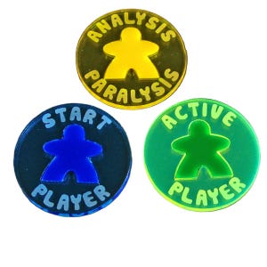 LITKO Tabletop Game Player Status Tokens | Start · Active · Analysis-Paralysis | Player Action & Turn Marker | Meeple Tokens for Board Games