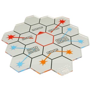 LITKO Mecha Fire Arc Template | 3mm Acrylic Overlay | Compatible with BattleTech | Firing Direction Tool for Sci-Fi Wargames