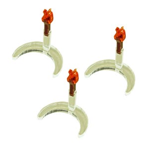 May include: Three clear plastic display stands with a crescent moon shape. Each stand has a small orange plastic piece at the top.