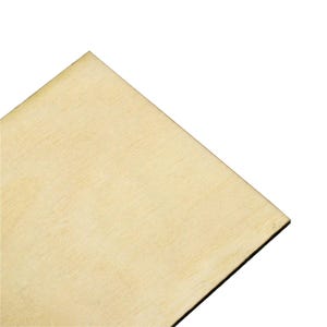 May include: A sheet of unfinished, light brown wood. The wood has a smooth surface and a natural grain pattern.