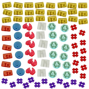 LITKO Net Hacker Tokens | Compatible with Netrunner | Credits, Damage, Tracking, Publicity | Acrylic Game Markers for Cyberpunk Card Games