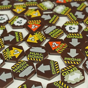 LITKO Mecha Combat Maneuver Tokens | Compatible with BattleTech | Position Indicator & Movement Tracking Markers | UV-Printed on 3mm Acrylic