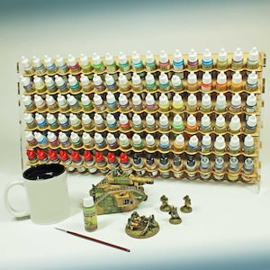 LITKO Acrylic Hobby Paint Storage Rack | 17mL & 18mL Dropper Bottles | Organizer for Vallejo, Army Painter | Workbench Rack or Wall Mount