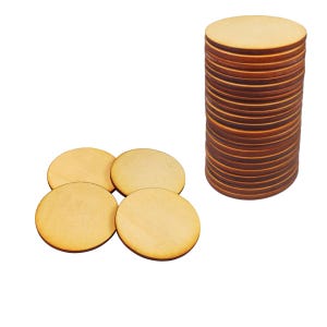 LITKO 2-inch Circular Wargame Miniature Bases & Round Bottoms | 3mm Plywood, Clear Acrylic, Flexible Steel, Flexible Magnet | TTRPG | 25 PK