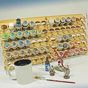 LITKO Hobby Paint Storage Rack | 34mm Round Bottles & Paint Pots | Organizer for Citadel, P3, Warcolours | Workbench Rack or Wall Mount