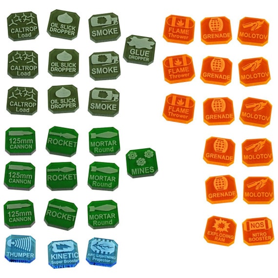 Gaslands Miniatures Game Weapons Tokens Set Multi-colored | Etsy