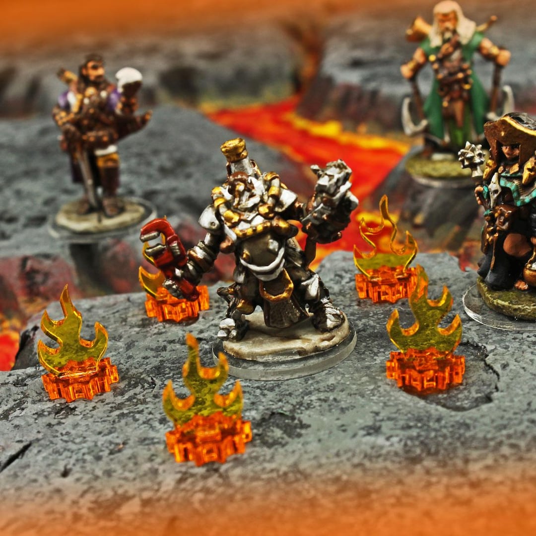 Mini Translucent Fire Token LITKO Flame Markers | Fire Tokens | Tabletop Wargame & RPG - Etsy