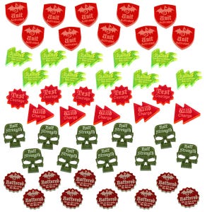 LITKO Game Upgrade Set | Compatible with Dragon Rampant Miniatures | Condition, Actions & Status Tokens for Fantasy Wargame Battles