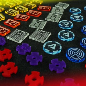 LITKO Net Hacker Tokens | Credit & Damage Counters | Compatible with Android: Netrunner | 3mm Acrylic
