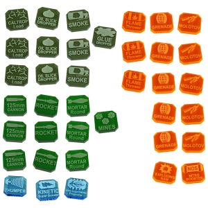 LITKO Gaslands Refuelled Ammo & Weapons Tokens | Acrylic Markers for Post-Apocalyptic Car Combat Miniatures Wargames