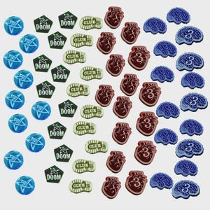 LITKO Elder Horror Token Set | Health, Sanity, Doom, Clue, Elder Sign | Compatible with Elder Sign | Eldritch & Arkham Horror | HP Lovecraft