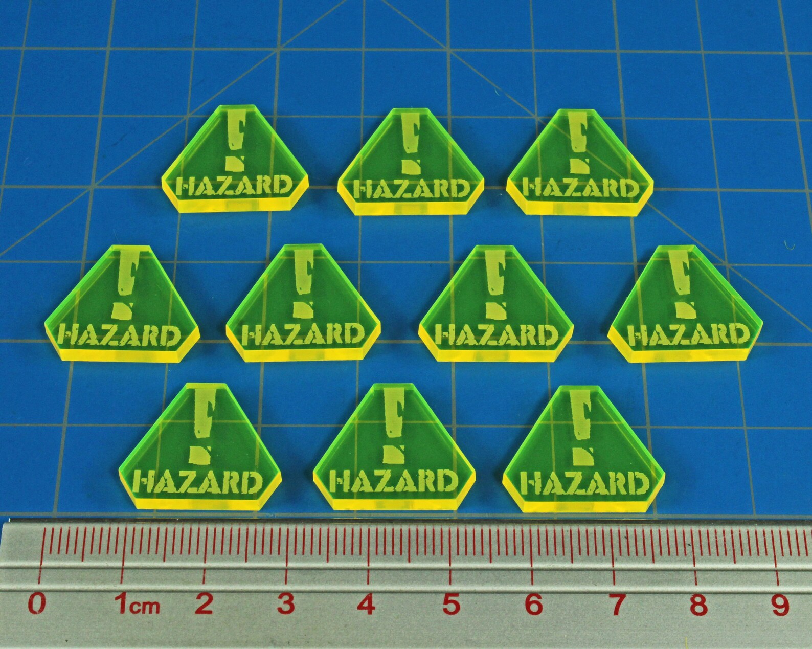 LITKO Gaslands Hazard Tokens – 10 Fluorescent Yellow Acrylic Tokens For Tabletop Gaming