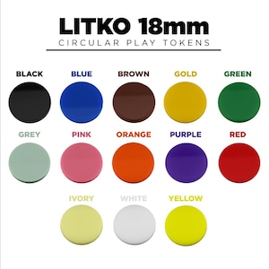 LITKO 18mm Circular Game Tokens | RPGs, Wargames & Board Games | Acrylic Markers for Status, Effects, and Objectives | 3mm Durable Acrylic