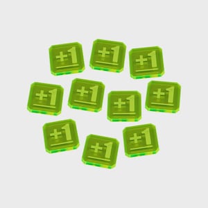 LITKO +1 Tokens | Compatible with Warhammer 40k 9th Edition |  Acrylic Tokens for Tracking Game Effects, Buffs & Stratagem Bonuses