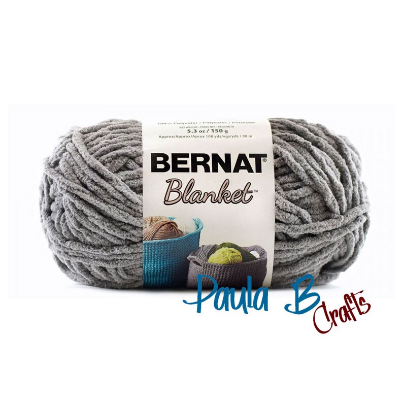 DARK GREY Bernat Blanket Yarn 5.3 oz 150 grams 108 yards