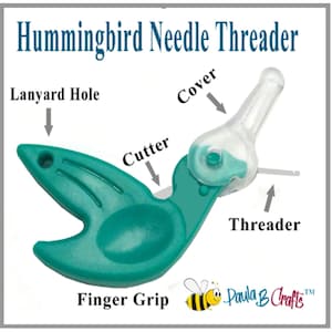 hummingbird needle threader for threading hand sewing needles. Green, Dritz #270 - PaulaBCrafts