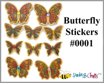 STICKERS  Butterfly - 3D Stickers - 10 Stickers per Pack - Paula B Crafts