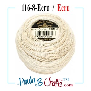 116-8-ECRU DMC Pearl Cotton size 8 ECRU  87 yards  Paula B Crafts