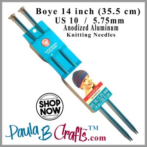 Boye Knitting Needles Size US 10  - Single Point Anodized Aluminum Knitting Needles 14 inch Length