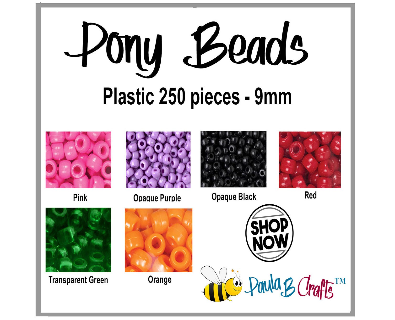 Colorful Heart Beads, Multicolor Heart Pony Beads for Crafts