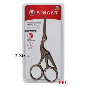 Singer Stork Embroidery Scissors, Bronze, Fine Tip Precision Cutting Tool