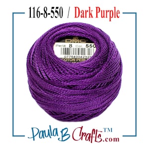116-8-550 DMC Pearl Cotton size 8  Dark Violet  87 yards  Paula B Crafts