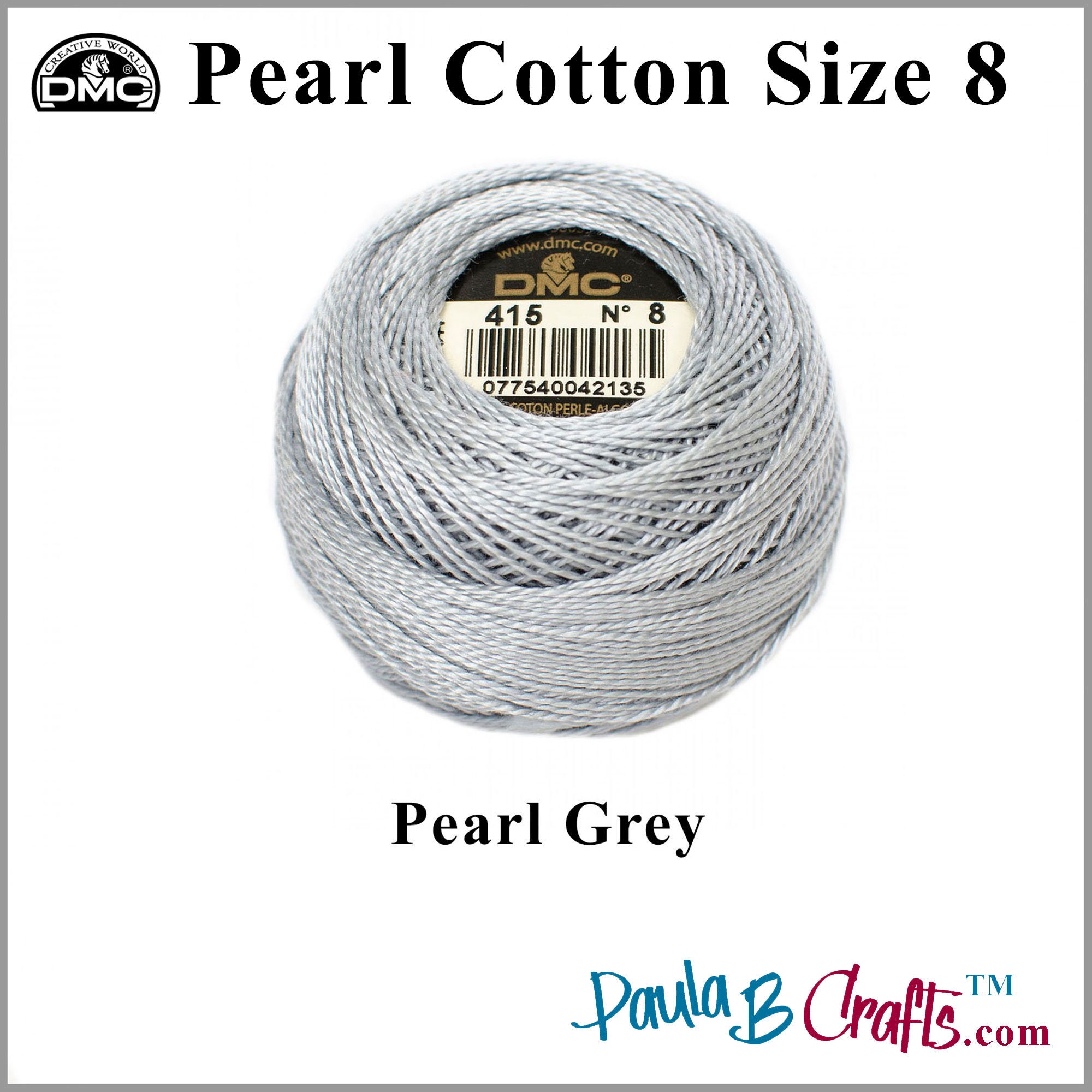 DMC Pearl Cotton Ball Size 8 87Yd-Pearl Grey