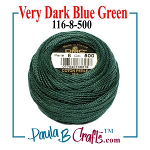 116-8-500 Pearl Cotton Balls Size 8 Very Dark Blue Green