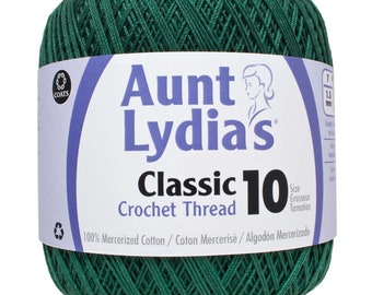 FOREST GREEN Aunt Lydia Classic 10 Cotton Crochet thread 350 yards